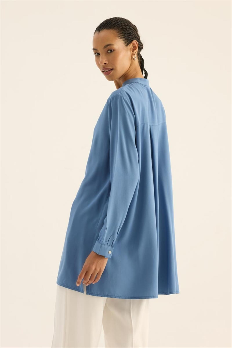 Pastel Ton Efil Gömlek Lacivert