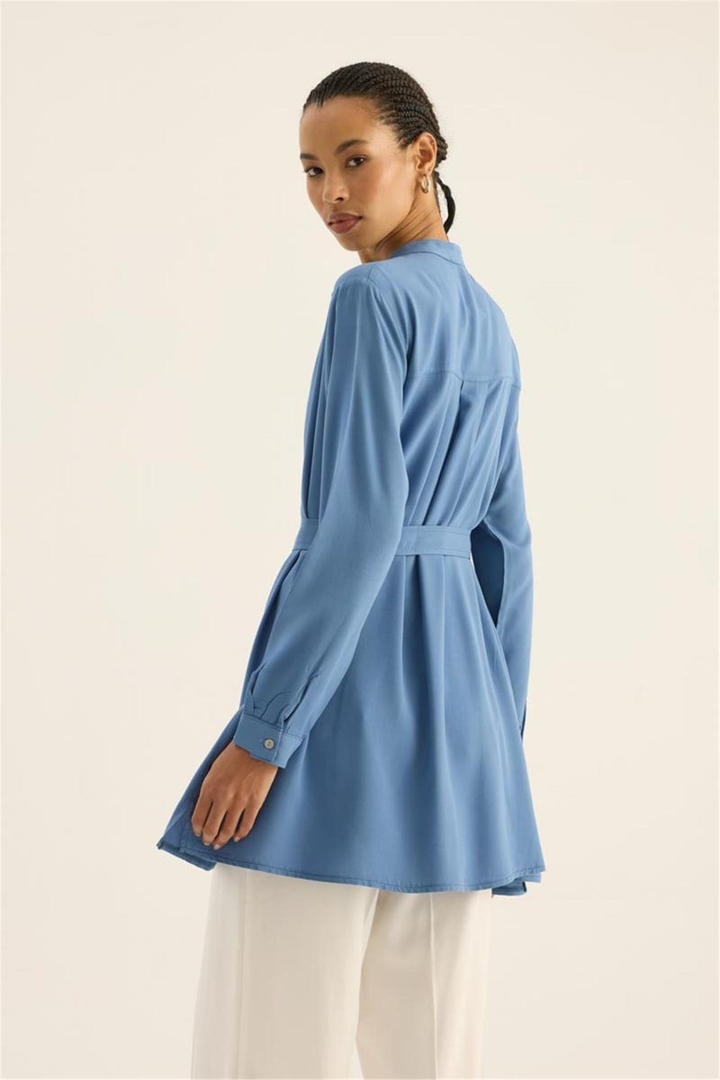 Pastel Ton Efil Gömlek Lacivert