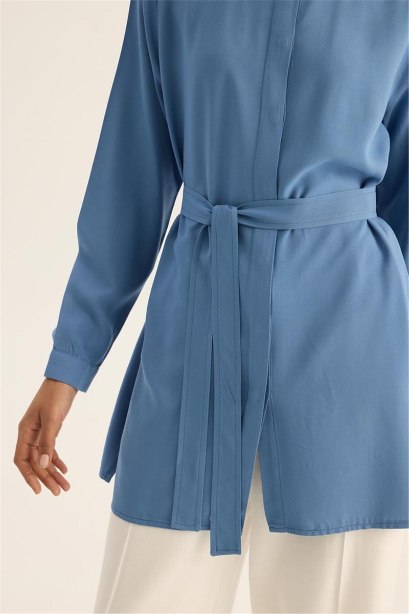 Pastel Ton Efil Gömlek Lacivert