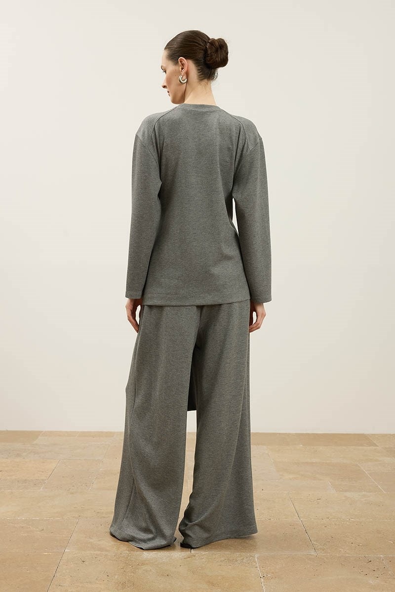 Rahat Kesim Bağlamalı Sweatshirt Antrasit