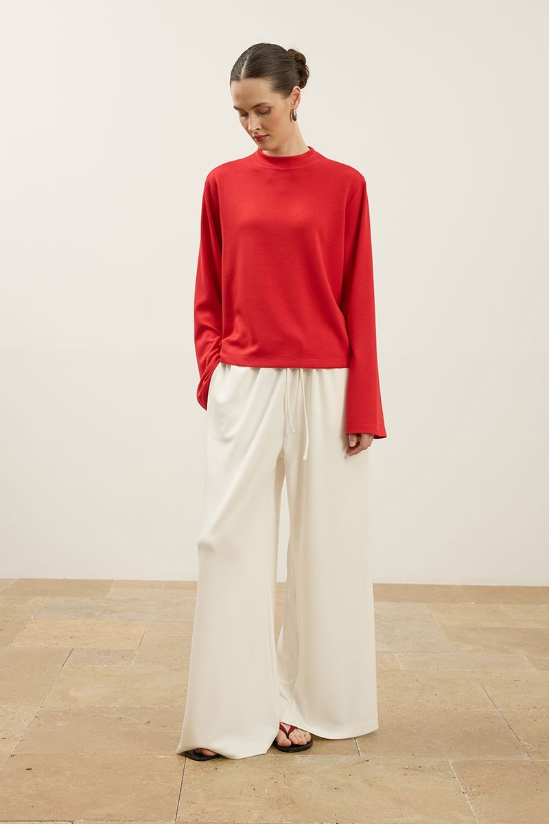 Rahat Kesim Basic Sweatshirt Kırmızı