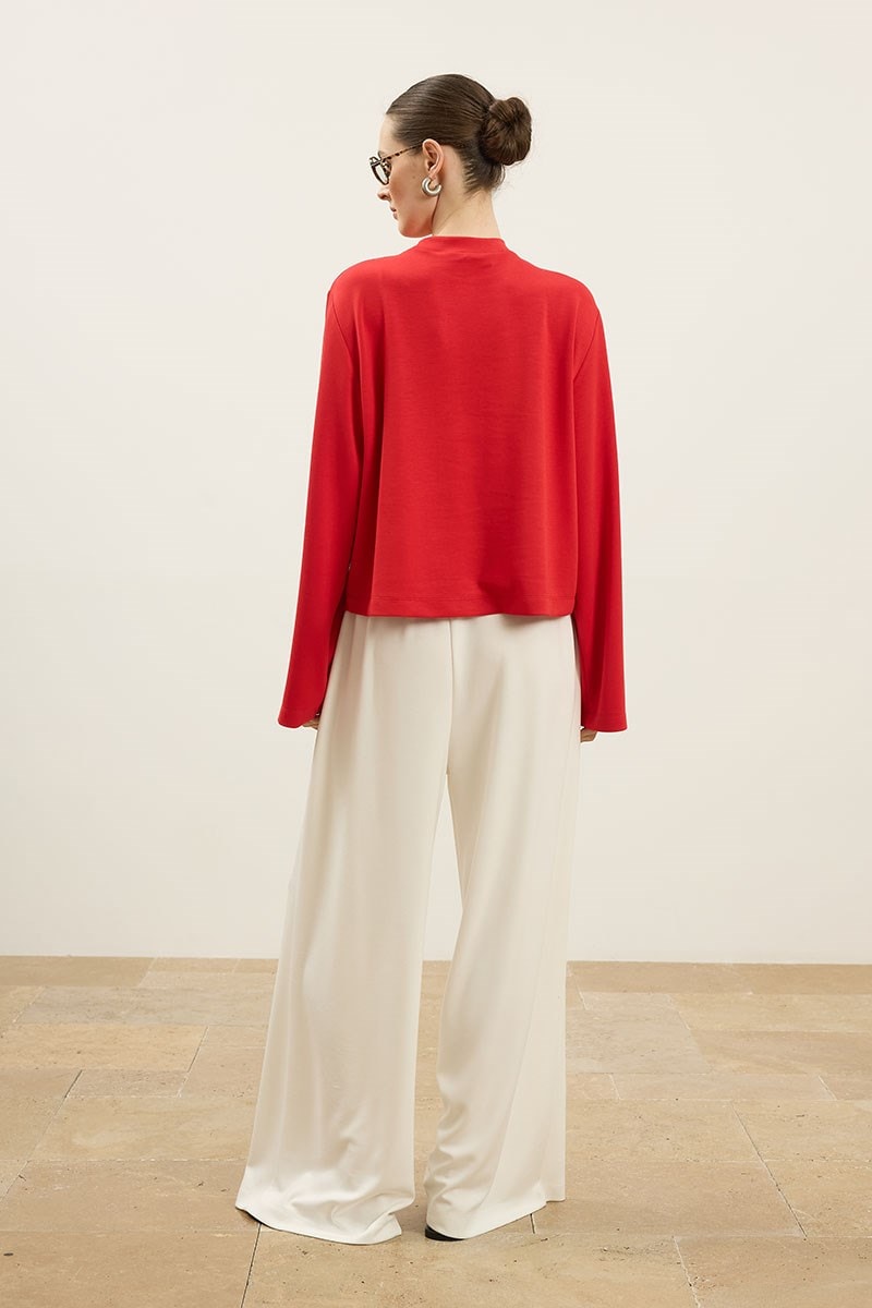Rahat Kesim Basic Sweatshirt Kırmızı