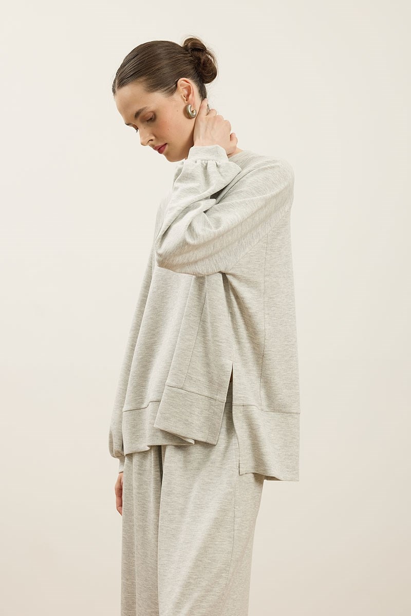 Rahat Kesim Sweatshirt Gri melanj