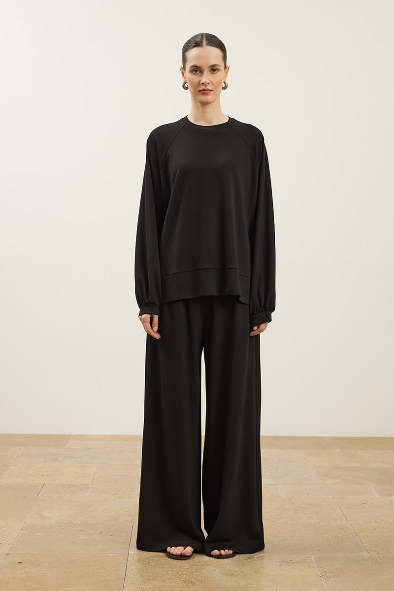 Rahat Kesim Sweatshirt Siyah