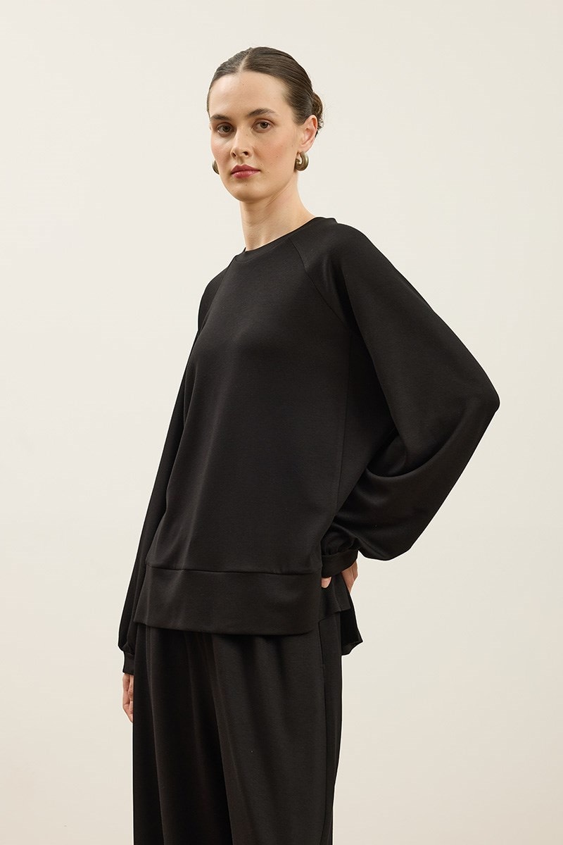 Rahat Kesim Sweatshirt Siyah