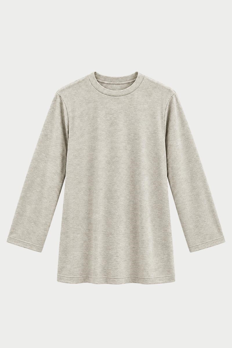 Rahat Kesim Uzun Sweatshirt Gri melanj