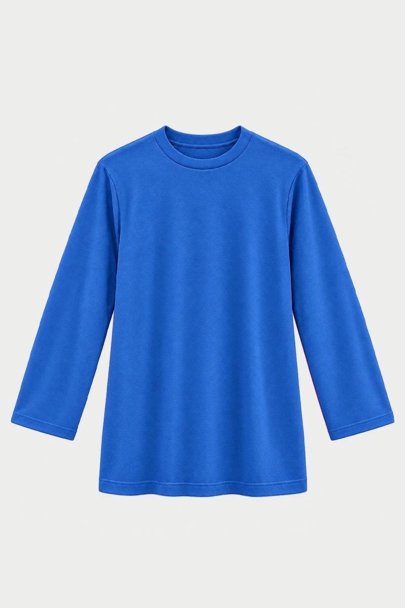 Rahat Kesim Uzun Sweatshirt Kobalt Mavisi