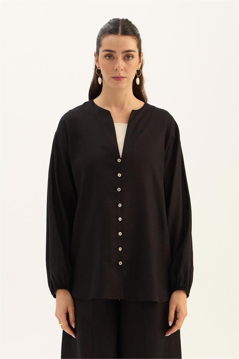 Sedef Düğmeli Bluz