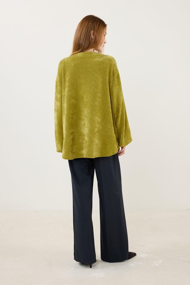 Sedef Düğmeli Kazak Asit Yeşili