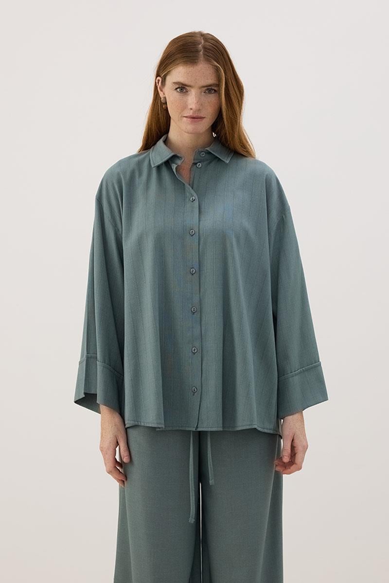 Sırtı Pileli Gömlek Koyu Mint