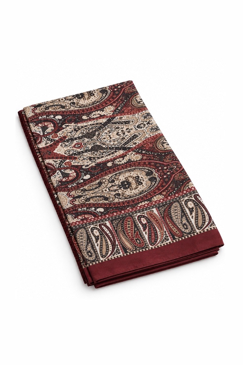 Soft Vual Desenli Şal Bordo