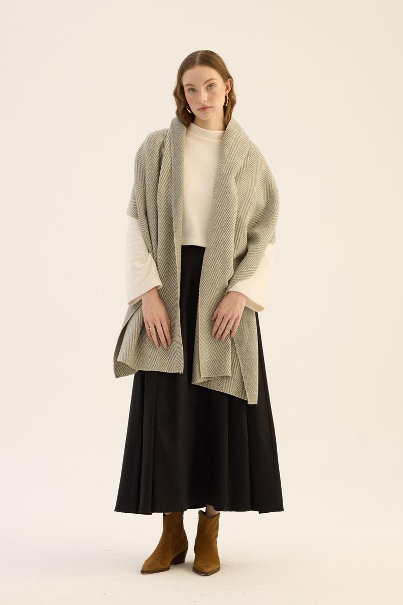 Tüylü Balıksırtı Desen Atkı