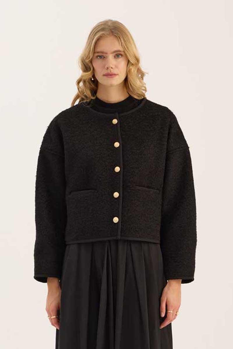 Tüylü Biyeli Ceket