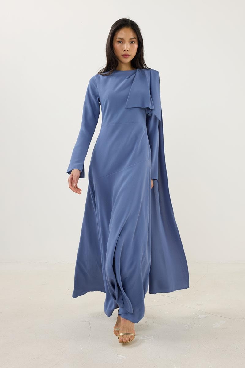 Verev Kesimli Abiye Elbise İndigo