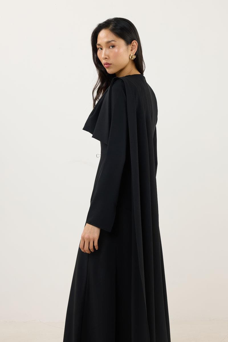 Verev Kesimli Abiye Elbise Siyah