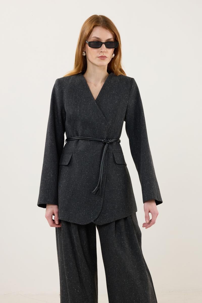 Yün Karışımlı Blazer Ceket Antrasit