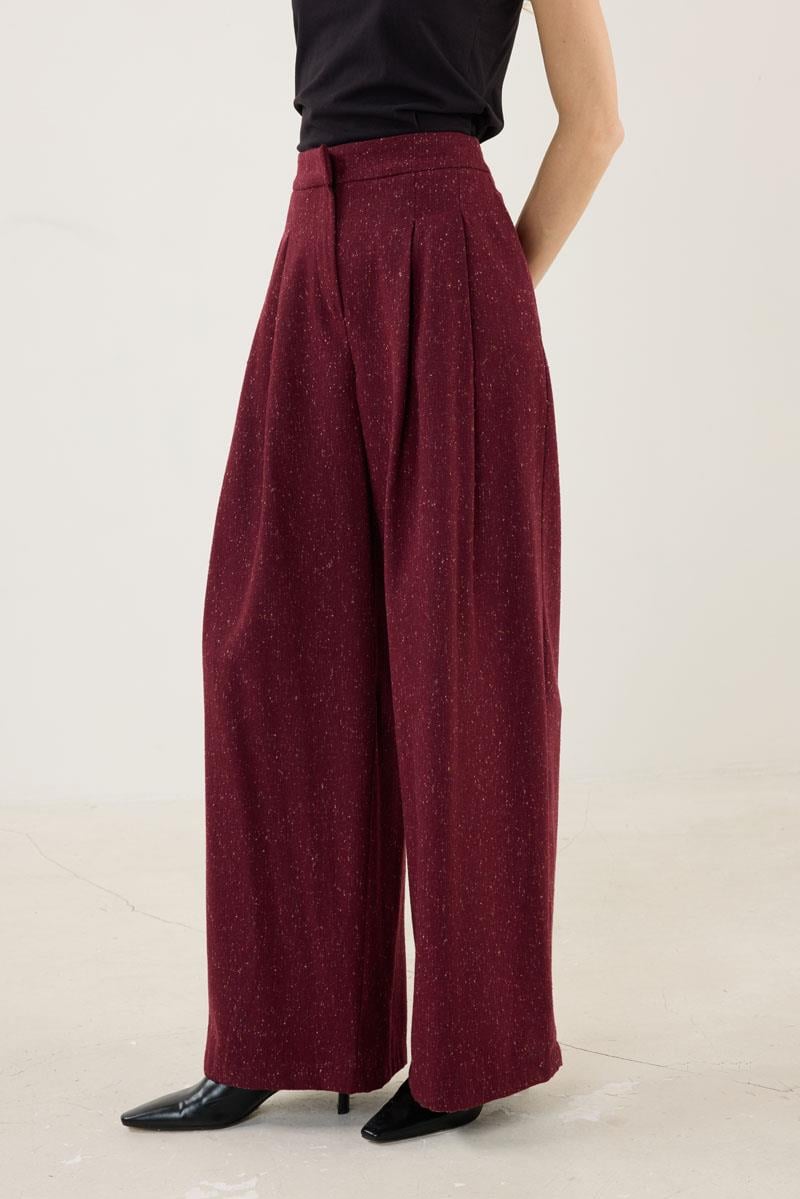 Yün Karışımlı Pantolon Bordo