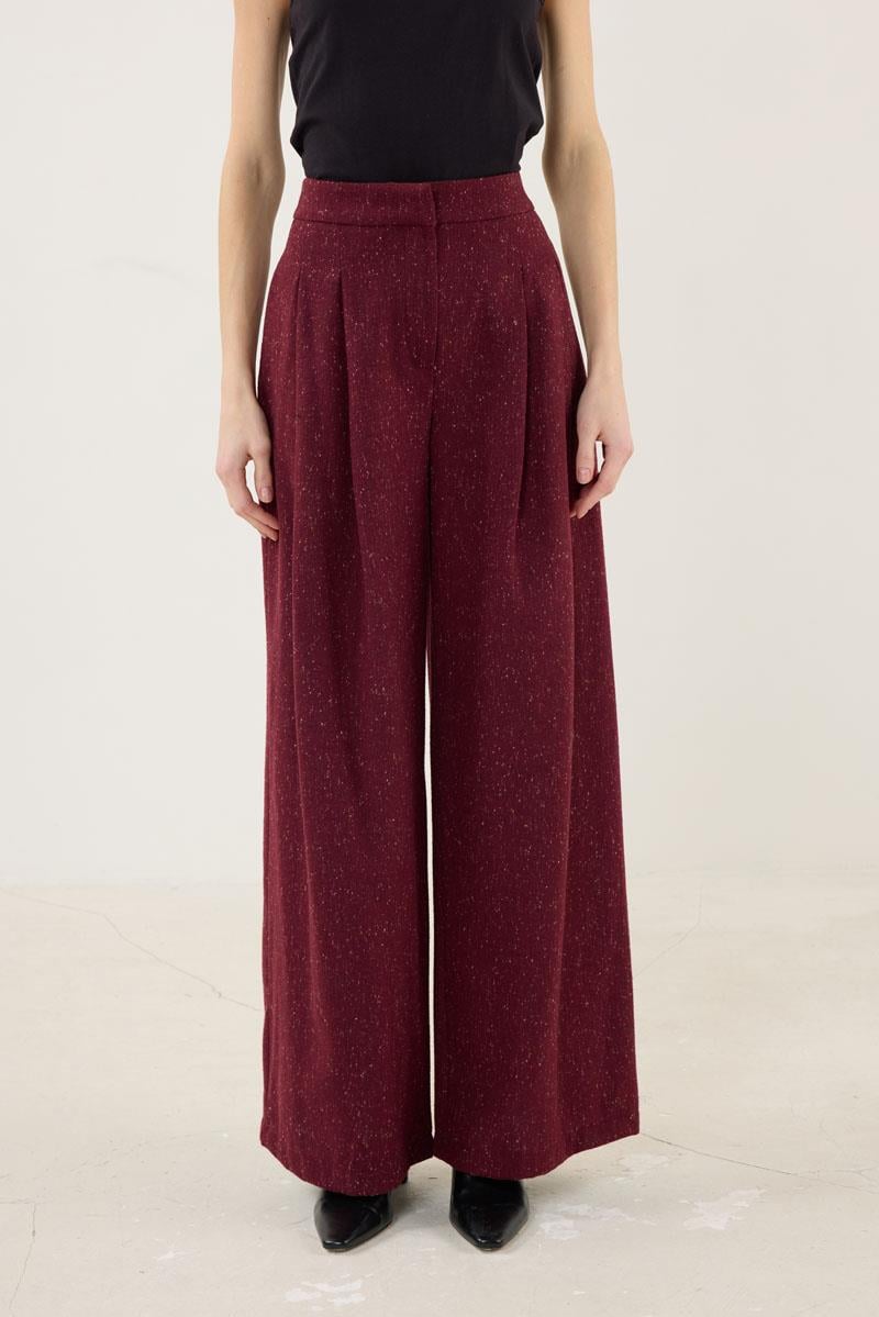 Yün Karışımlı Pantolon Bordo