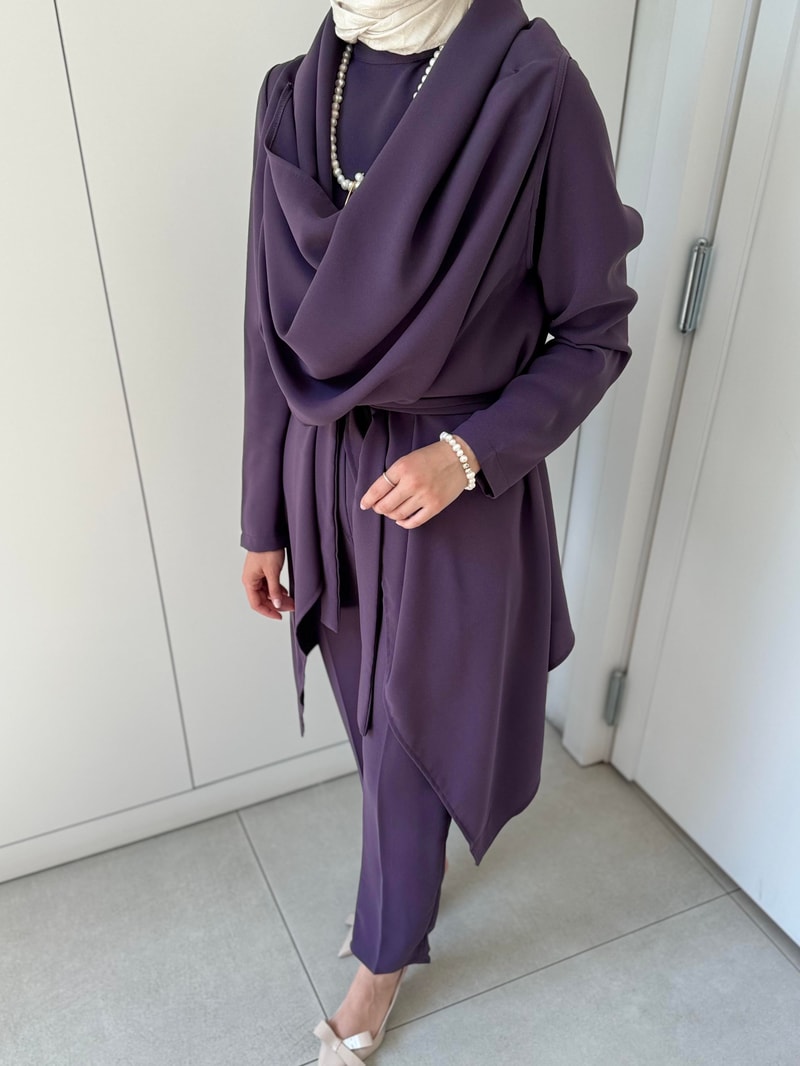 NOIRRE DESİGNTakımAsimetrik Fleur Üçlü Takım (mürdüm)