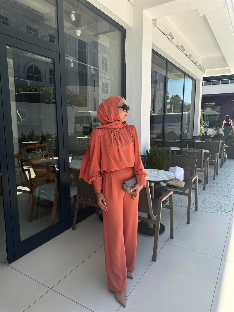 NOIRRE DESİGNTakımKiremit Kol Detaylı Üçlü Takım 