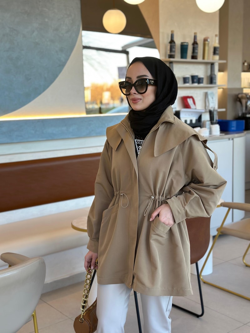 NOIRRE DESİGNCeketYAKADETAYLI NORA TRENÇKOT (camel)