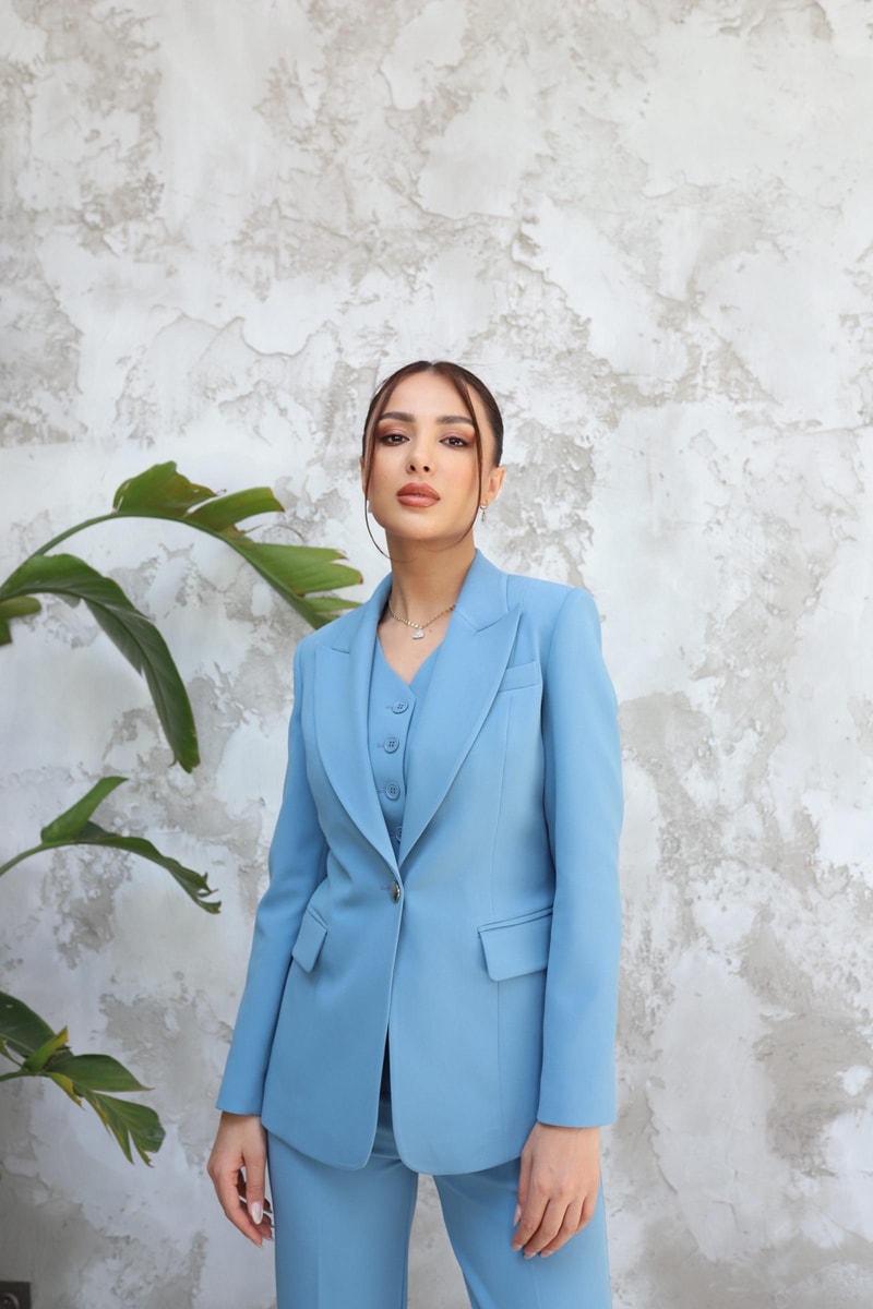3'lü Yelekli Takım-Gök Mavi 