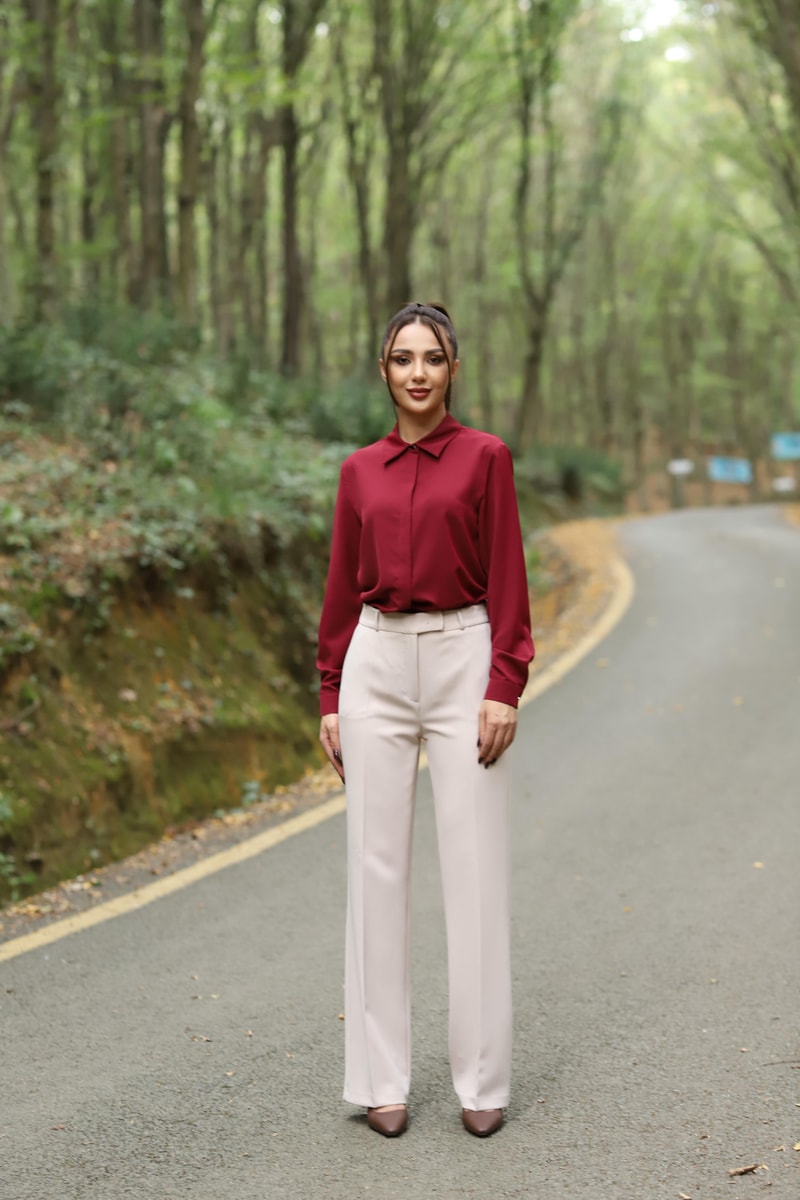 Geniş paça kumaş pantolon-TAŞ