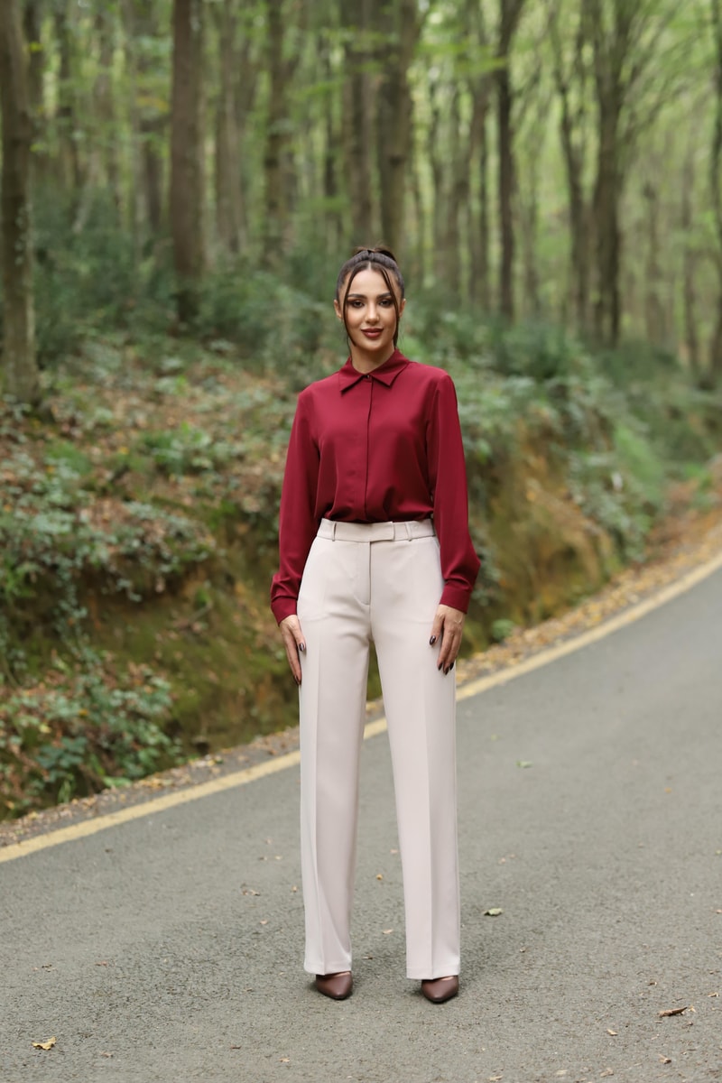 Geniş paça kumaş pantolon-TAŞ
