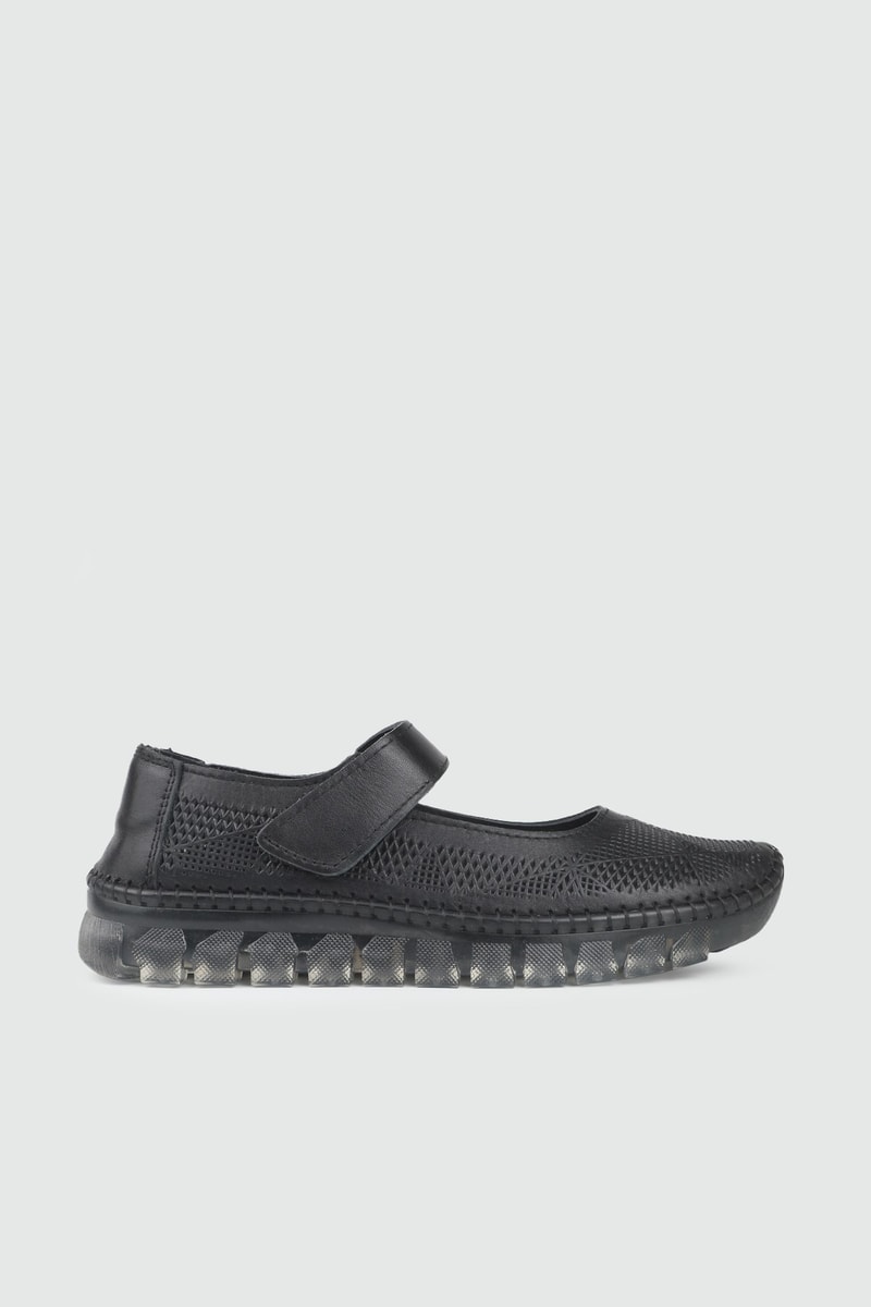 Deri Günlük Ayakkabı Siyah Kadın Günlük Keçeli Shoes D04 Kadın Rahat / Confort Anatomik MY BELLA Keçeli Shoes D04 Kadın 26Y