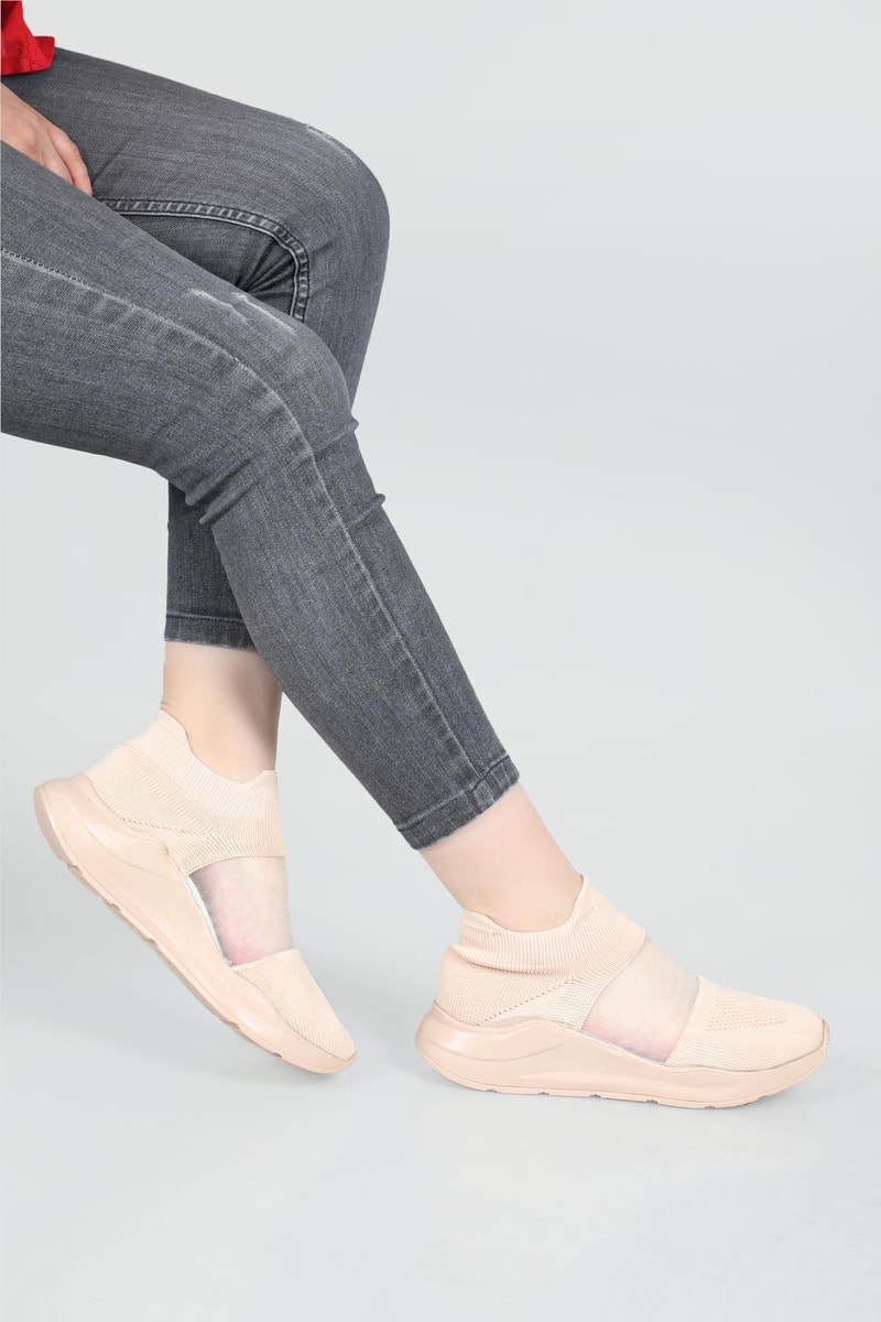 Çorap Model Triko Tül Detaylı Sneakers Pudra Kadın Spor Ayakkabı OPPACY Kadın Günlük Spor Ayakkabı Beınsteps Beinsteps 602 Oppacy 22y
