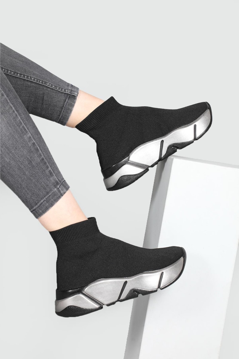 Çorap Model Yüksek Bilekli Sneakers Syh Platin Kadın Spor Ayakkabı RSL-401 Kadın Sneaker Beınsteps Beinsteps RSL-401 22Y