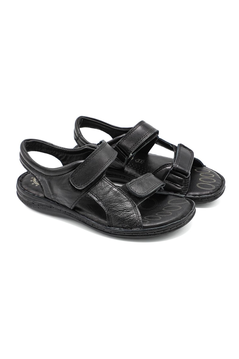 Deri Ortopedik Sıyah Erkek Sandalet 2003 Erkek Sandalet Beren BEREN 2003 MER SNDLT