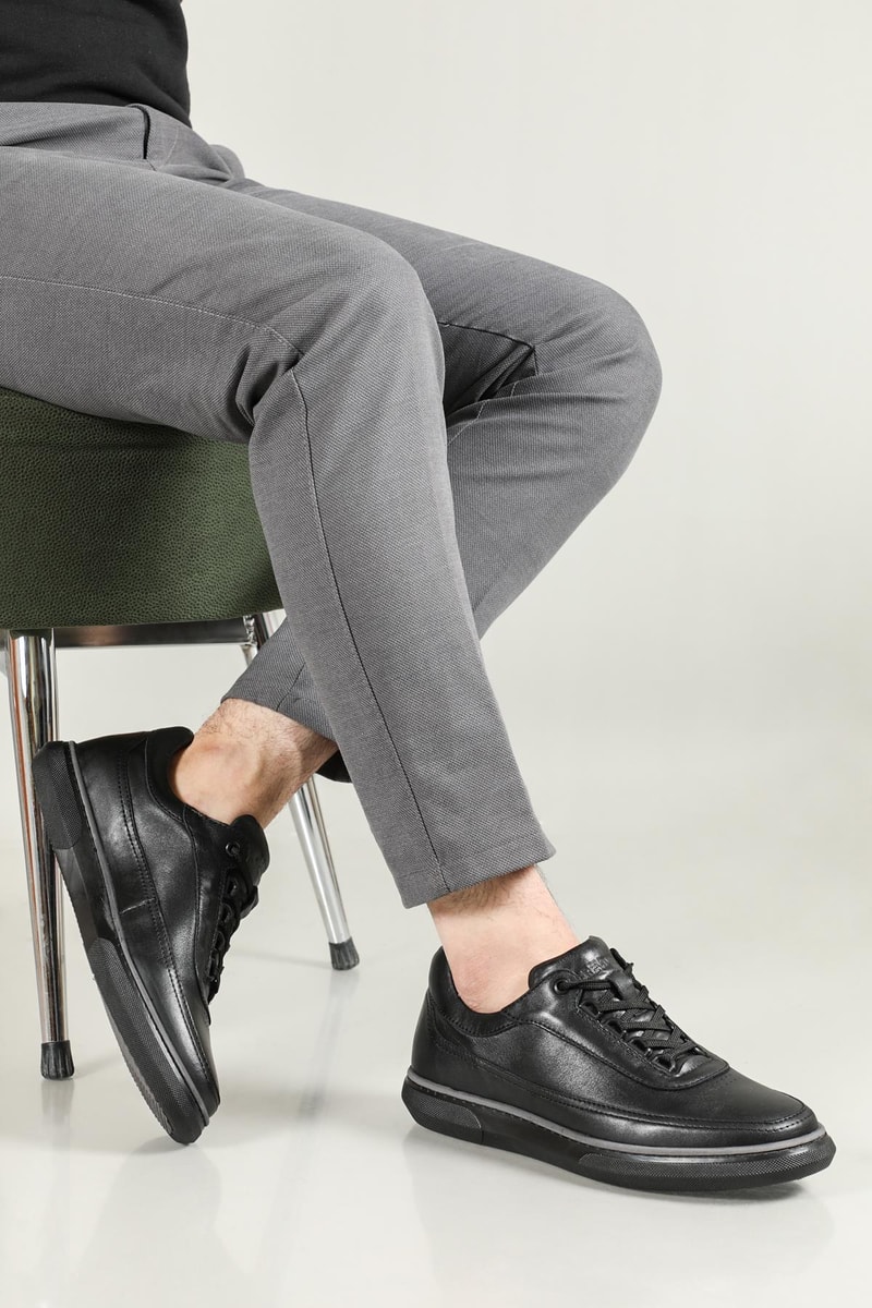 Deri Rahat Comfort Sıyah Erkek Ayakkabı 14590 Erkek Günlük Ayakkabı Greyder GREYDER 14590  MER SNEAKER AYK