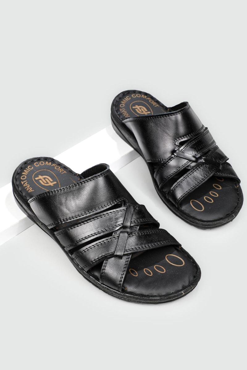 Deri Rahat Comfort Siyah Erkek Terlik 1025 Erkek Terlik FELLUCE FELLUCE 1025 MER 22Y