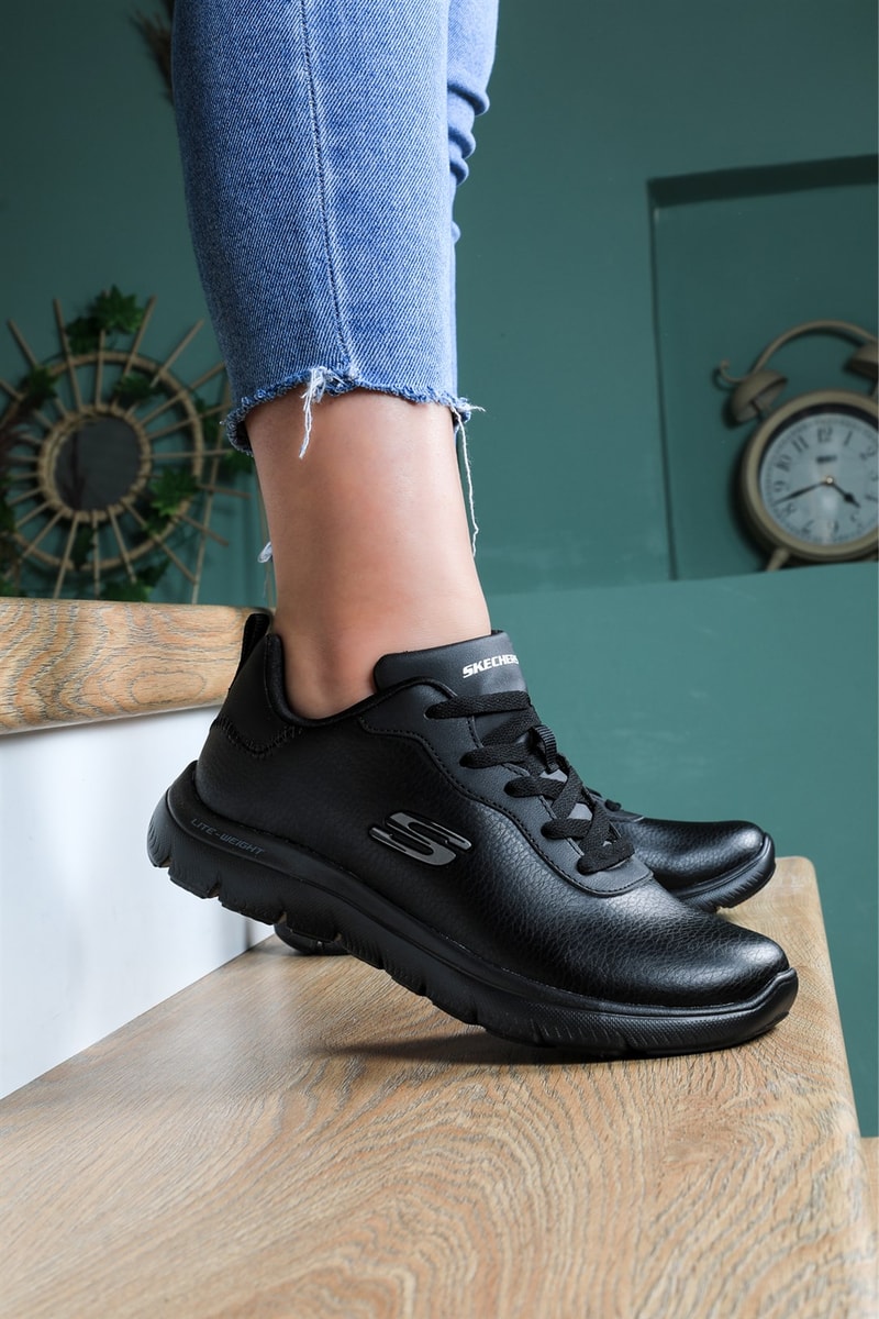 Deri Rahat Taban Günlük Siyah Kadın Spor Ayakkabı 896170 Kadın Koşu / Yürüyüş Skechers SKECHERS 896170 ZEN SPOR