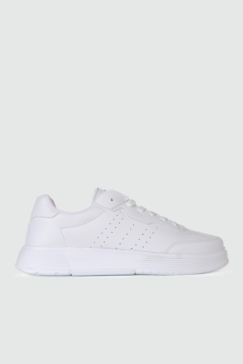 Günlük Bağcıklı Beyaz Kadın Spor Ayakkabı 158 Kadın Günlük Spor Ayakkabı Dark Step DARKSTEP 158 ZEN CİLT SPOR
