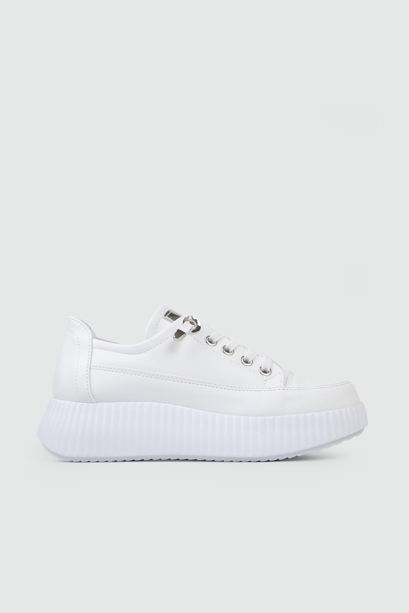 Günlük Rahat Bağcıklı Beyaz Beyaz Kadın Sneaker ENDLESS-77509 Kadın Sneaker MyBella Endless 25Y-77509 KADIN