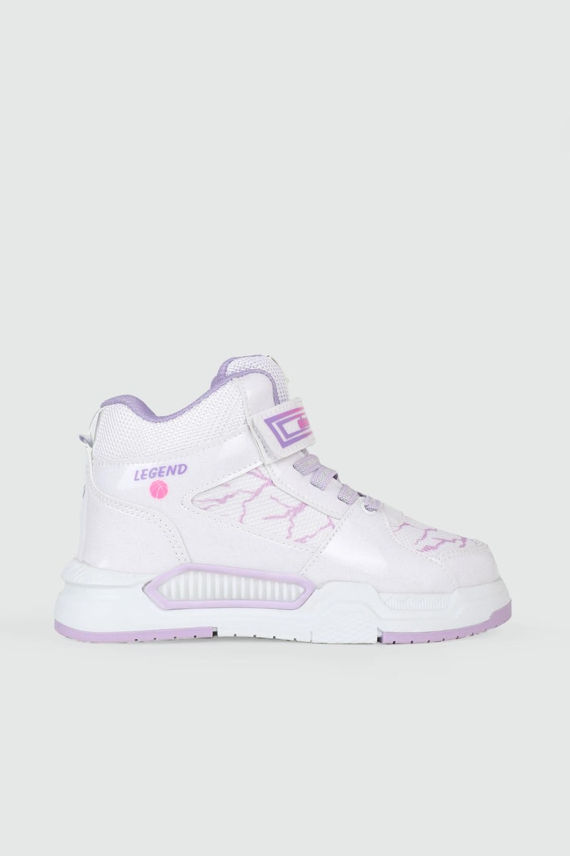 Hafi Rahat Taban Anoraklı Sneaker Beyaz Lila Çocuk Spor Ayakkabı 042 Çocuk Günlük Spor Ayakkabı Alessio ALESSİO 042 FİLET 24K