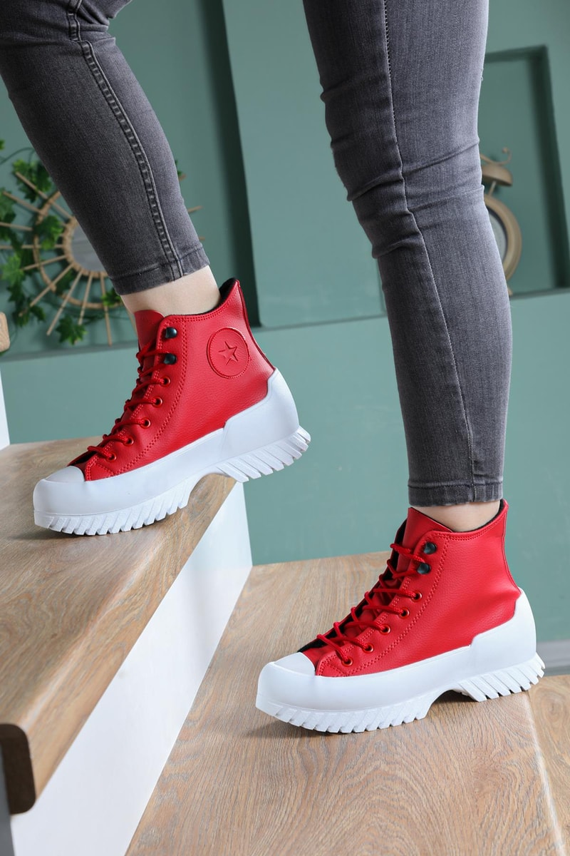 Kalın Taban Boğazlı Cilt Converse Kırmızı Unisex Spor Ayakkabı 102 Unisex Günlük Spor Ayakkabı Beınsteps Beinsteps 102 Kalın Uzun 22K