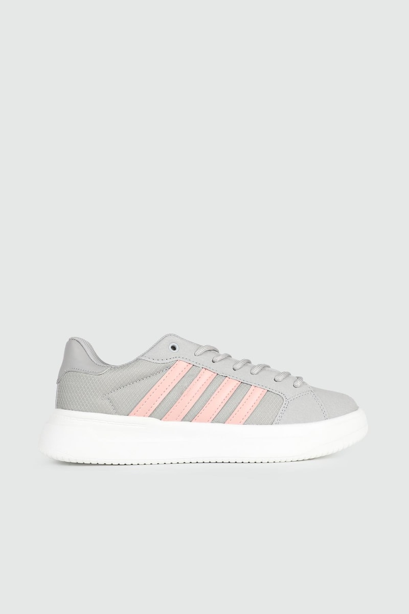 Nefes Alır Fileli Bağcıklı Gri Unisex Spor Ayakkabı 2202 Unisex Sneaker Letoon LETOON 2202 UNİSEX SPOR