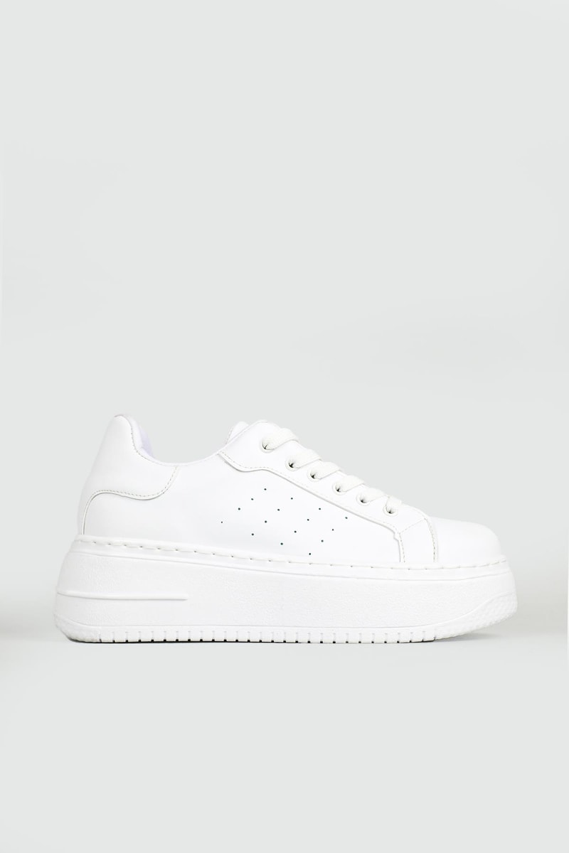 Nefes Alır Kalın Taban Bağcıklı Beyaz Kadın Spor Ayakkabı Maya Kadın Sneaker Beınsteps Beinsteps Maya Ş-17 22Y