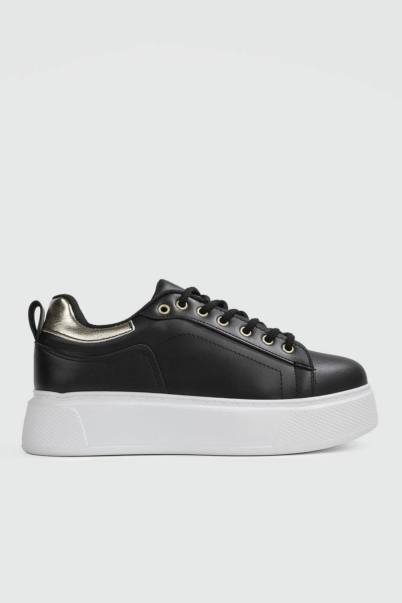 Nefes Alır Kalın Taban Bağcıklı Siyah Beyaz Kadın Spor Ayakkabı Ş-6 Kadın Sneaker Beınsteps BEINSTEPS Ş-6 Kadın 24Y