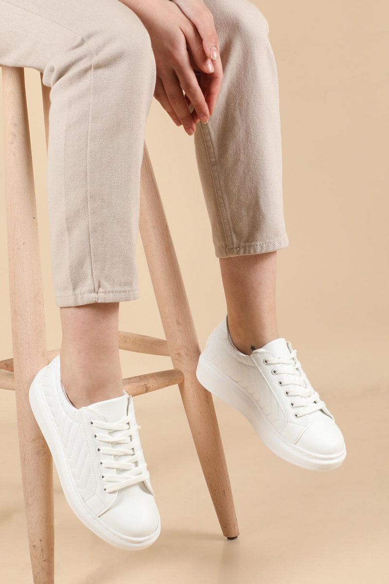 Ortopedik Beyaz Kadın Spor Ayakkabı HELİX Kadın Sneaker Beınsteps BEİNSTEPS Ş-04 HELİX