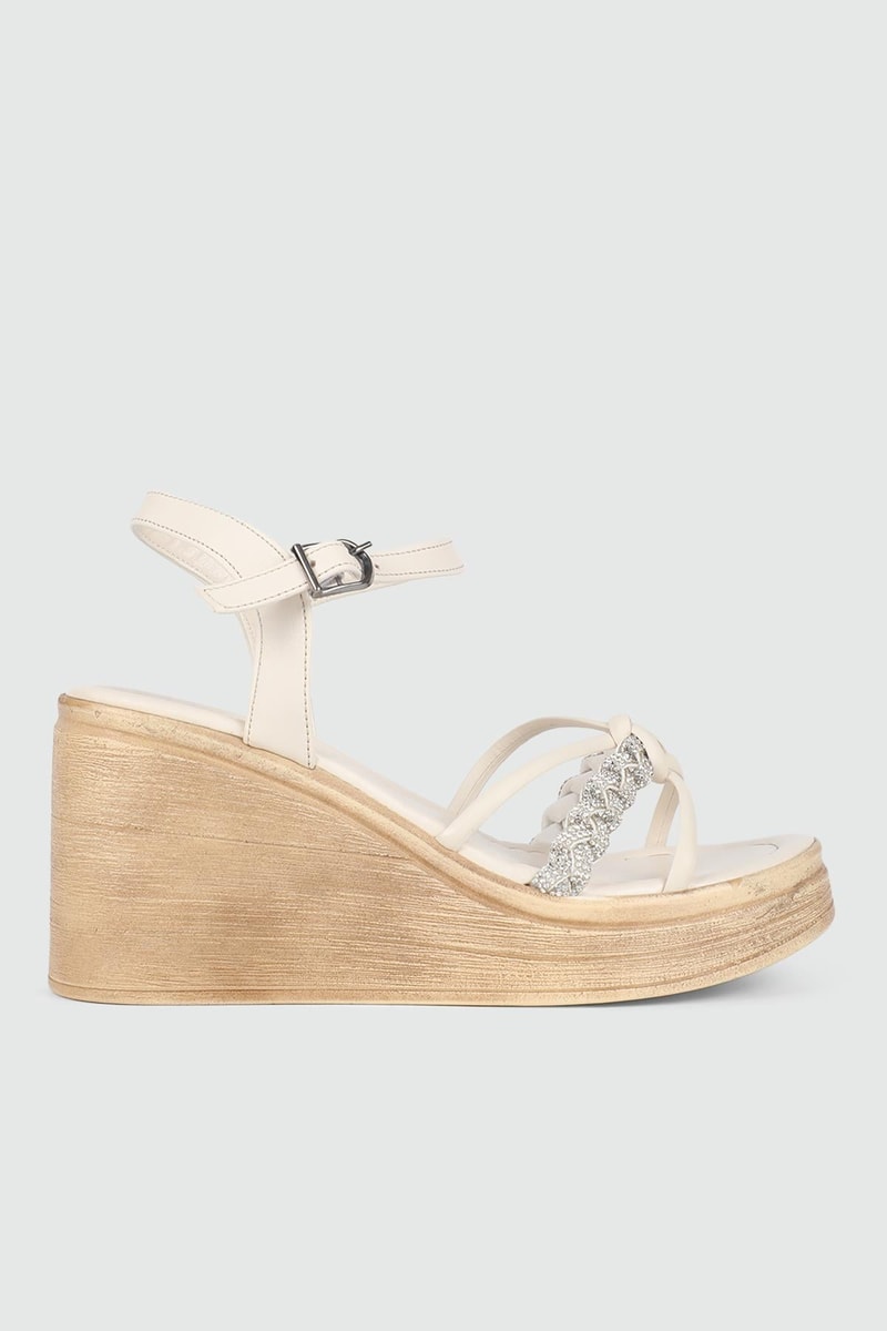 Platform Topuklu Krem Kadın Sandalet 504 Kadın Dolgu Topuklu Sandalet MyBella My Bella SP-504 Kadın 24Y