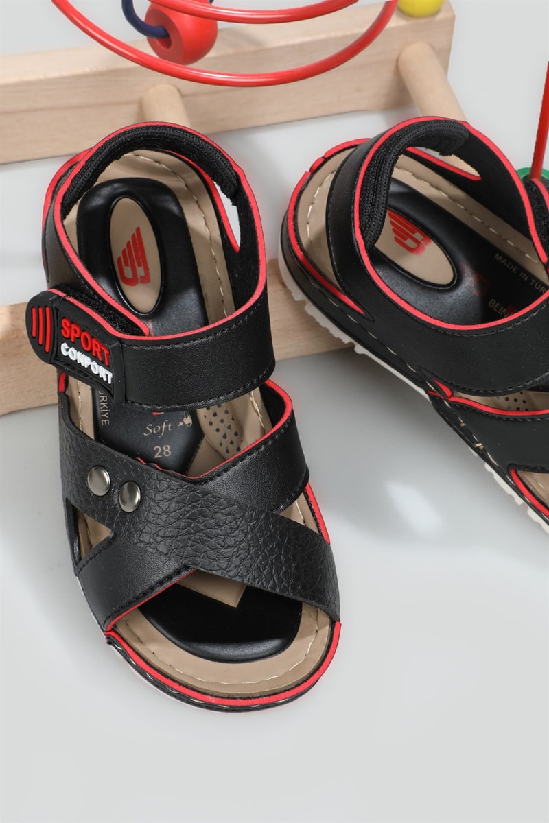 Rahat Cırtlı Siyah Çocuk Sandalet 5120 Çocuk Sandalet Beınsteps Beinsteps 5120 22Y