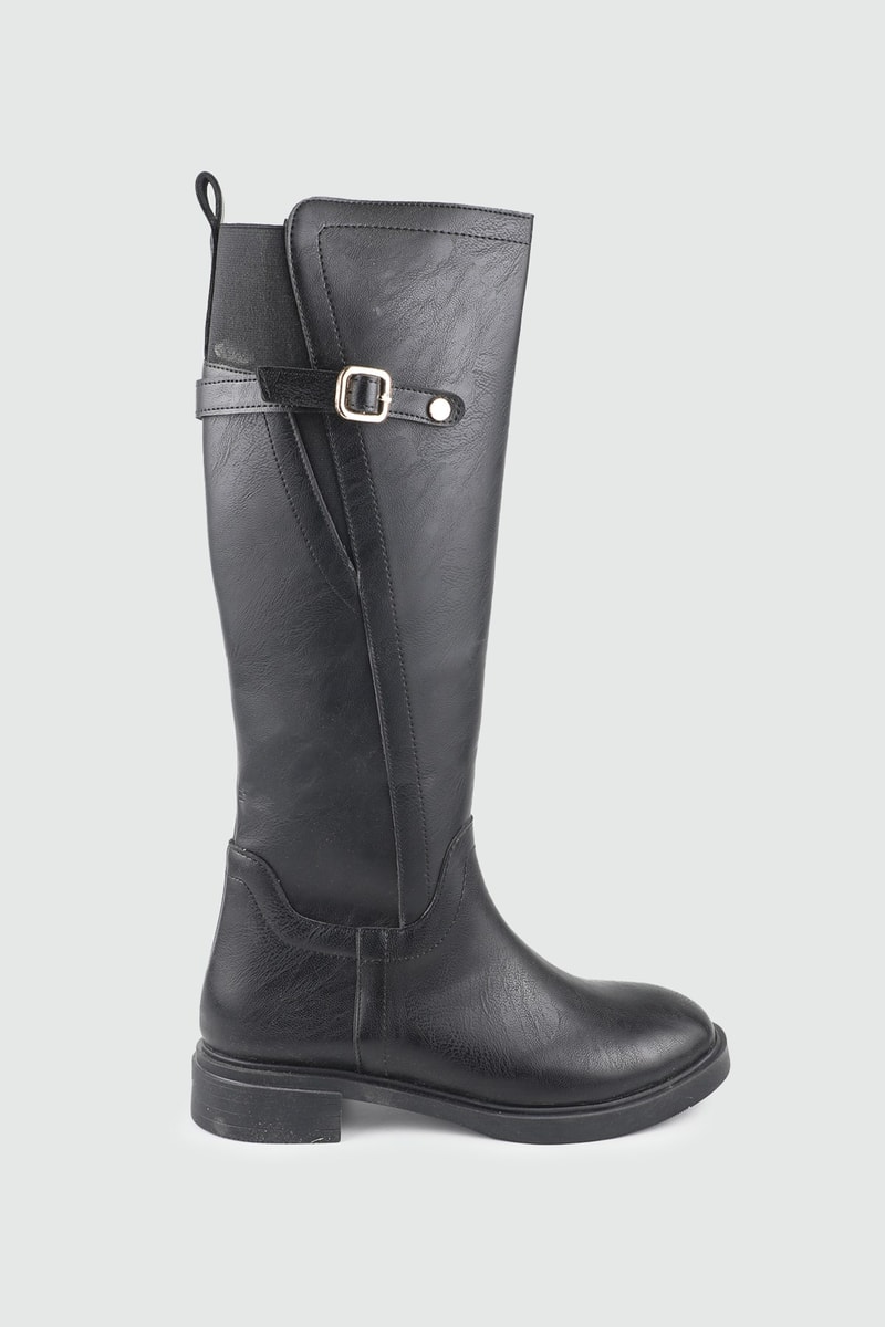 Toka Detaylı Kadın Çizme Siyah Kadın Çizme Keçeli Shoes 022 Kadın Günlük Conford Bot Keçeli Keçeli Shoes 022 Kadın 26K