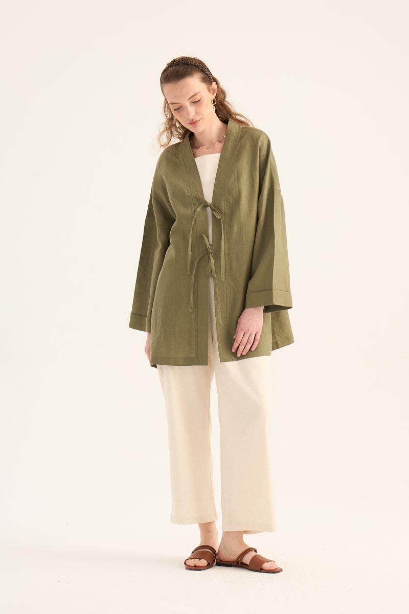 %100 Keten Kimono