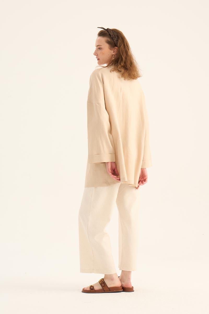 %100 Keten Kimono