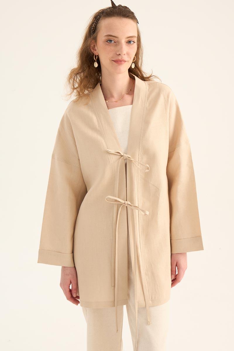 %100 Keten Kimono