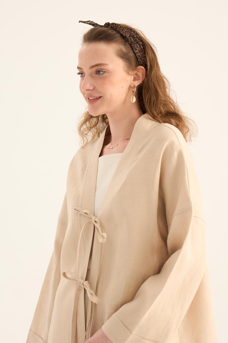 %100 Keten Kimono